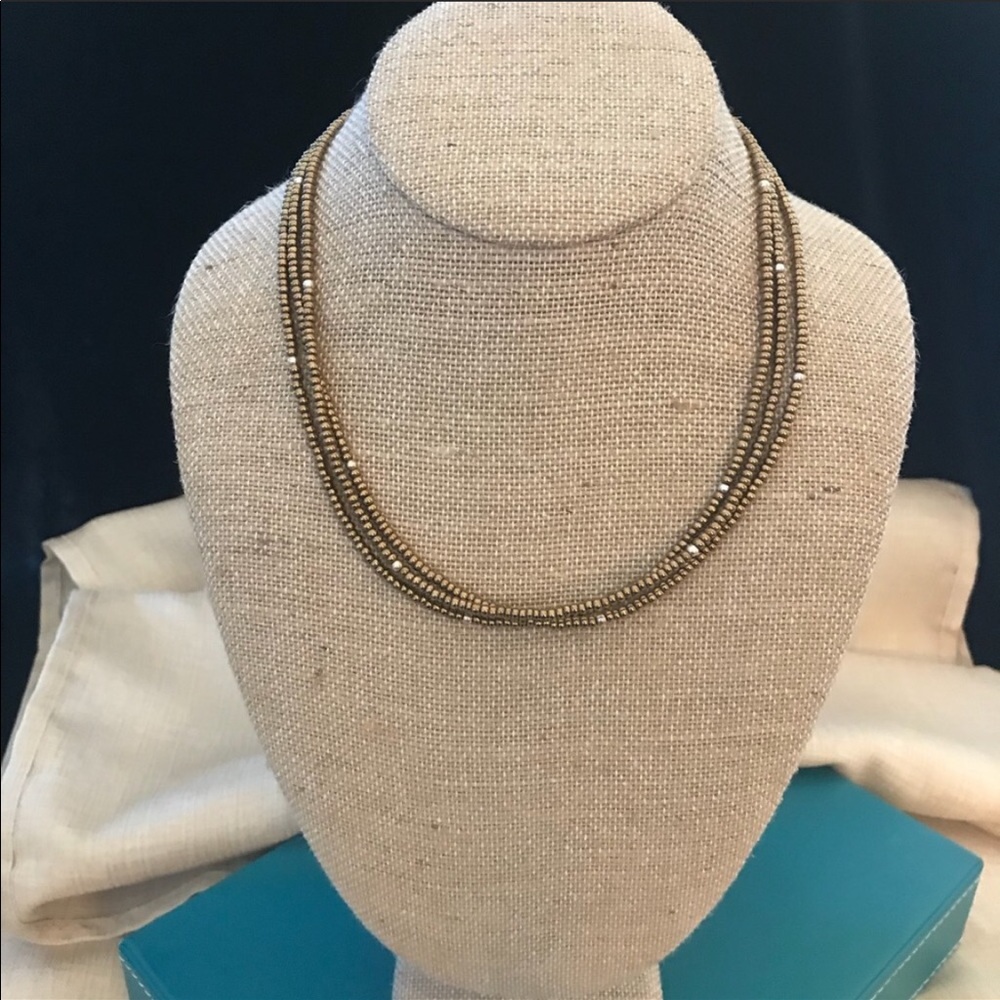 Silpada Three Strand Gold Bead Gold Necklace